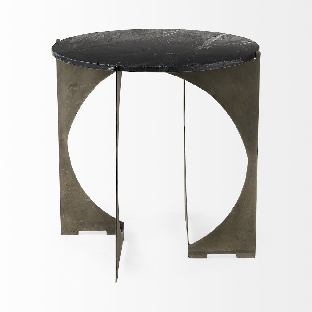 Reinhold 21L x 21W x 21H Black Marble Top Iron Side Table