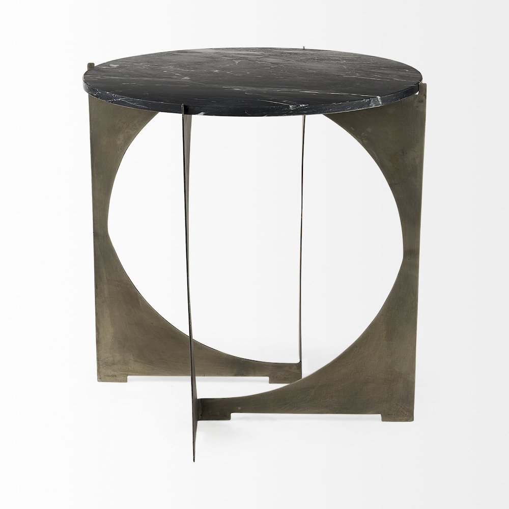 Reinhold 21L x 21W x 21H Black Marble Top Iron Side Table
