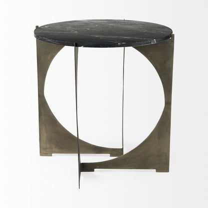 Reinhold 21L x 21W x 21H Black Marble Top Iron Side Table