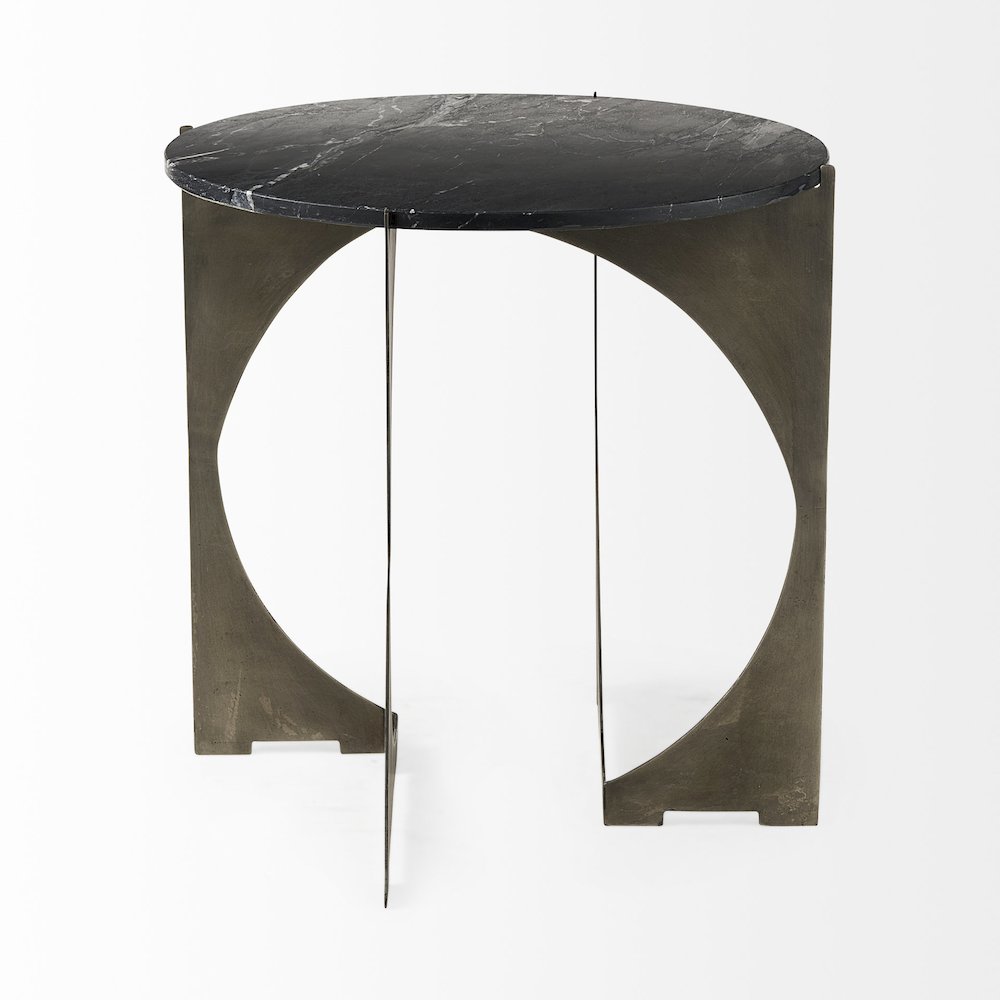 Reinhold 21L x 21W x 21H Black Marble Top Iron Side Table