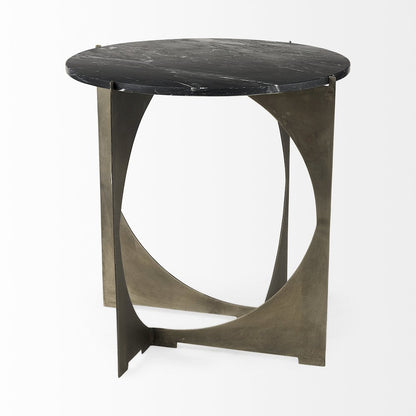 Reinhold 21L x 21W x 21H Black Marble Top Iron Side Table