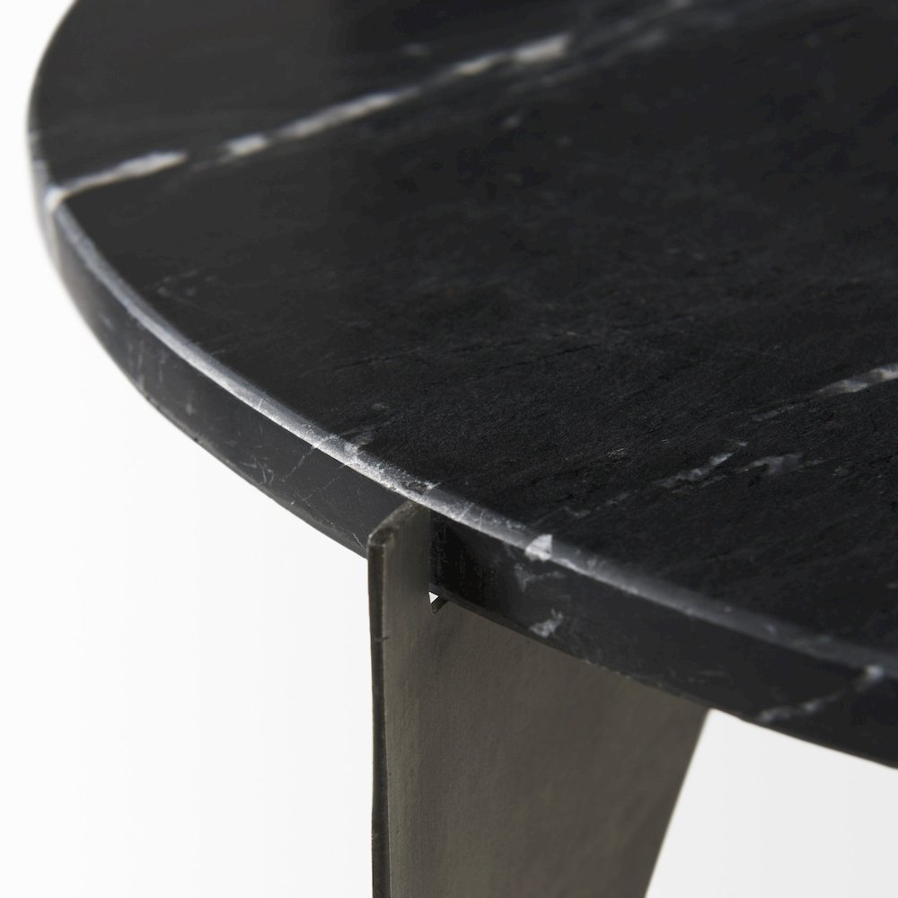 Reinhold 21L x 21W x 21H Black Marble Top Iron Side Table
