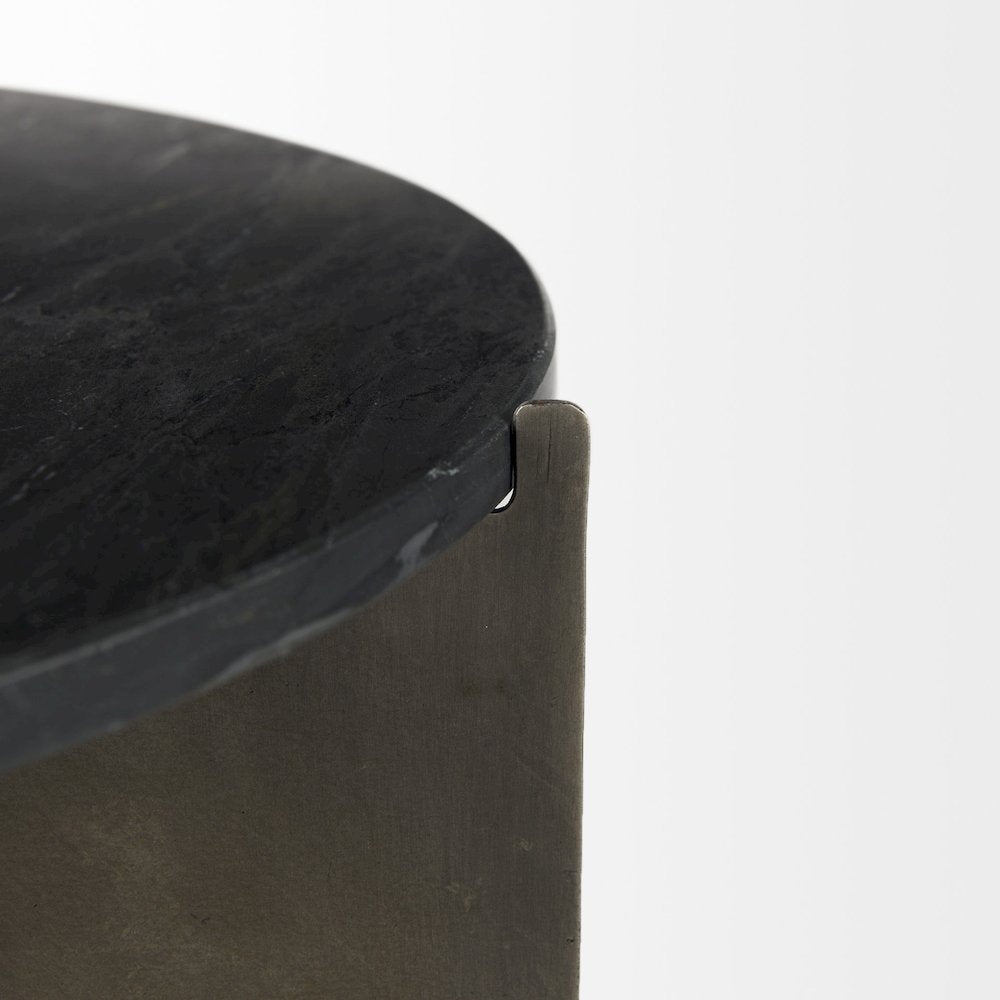 Reinhold 21L x 21W x 21H Black Marble Top Iron Side Table