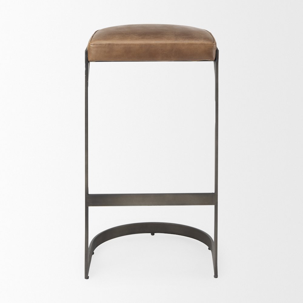 17L X 18W X 31H Brown Leather Metal Frame Bar Stool