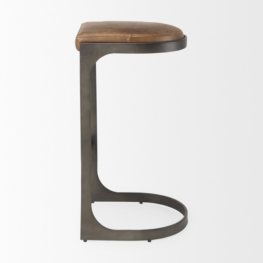 17L X 18W X 31H Brown Leather Metal Frame Bar Stool