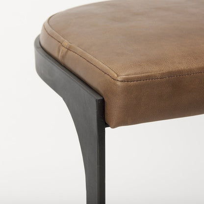 17L X 18W X 31H Brown Leather Metal Frame Bar Stool