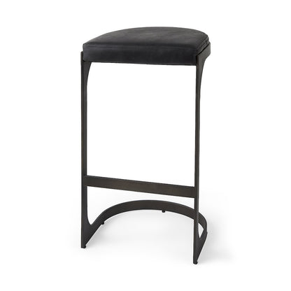 17L X 18W X 31H Black Leather Metal Frame Bar Stool