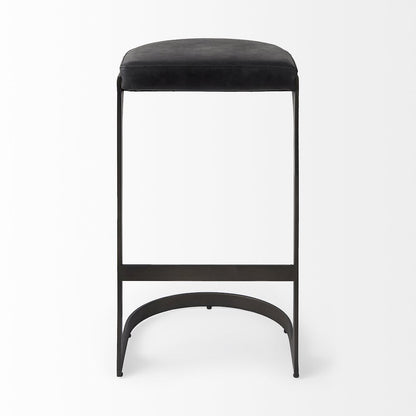 17L X 18W X 31H Black Leather Metal Frame Bar Stool