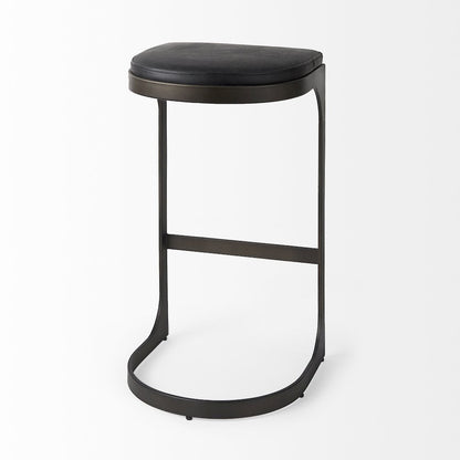 17L X 18W X 31H Black Leather Metal Frame Bar Stool