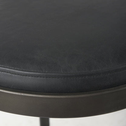 17L X 18W X 31H Black Leather Metal Frame Bar Stool