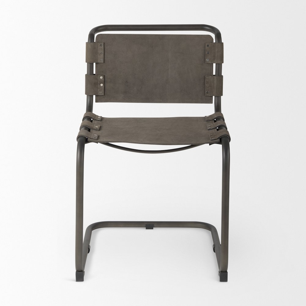 33" Total Height Brown/Gray Suede Iron Frame Dining Chair