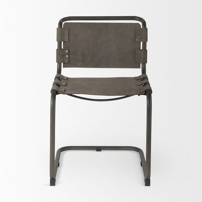 33" Total Height Brown/Gray Suede Iron Frame Dining Chair