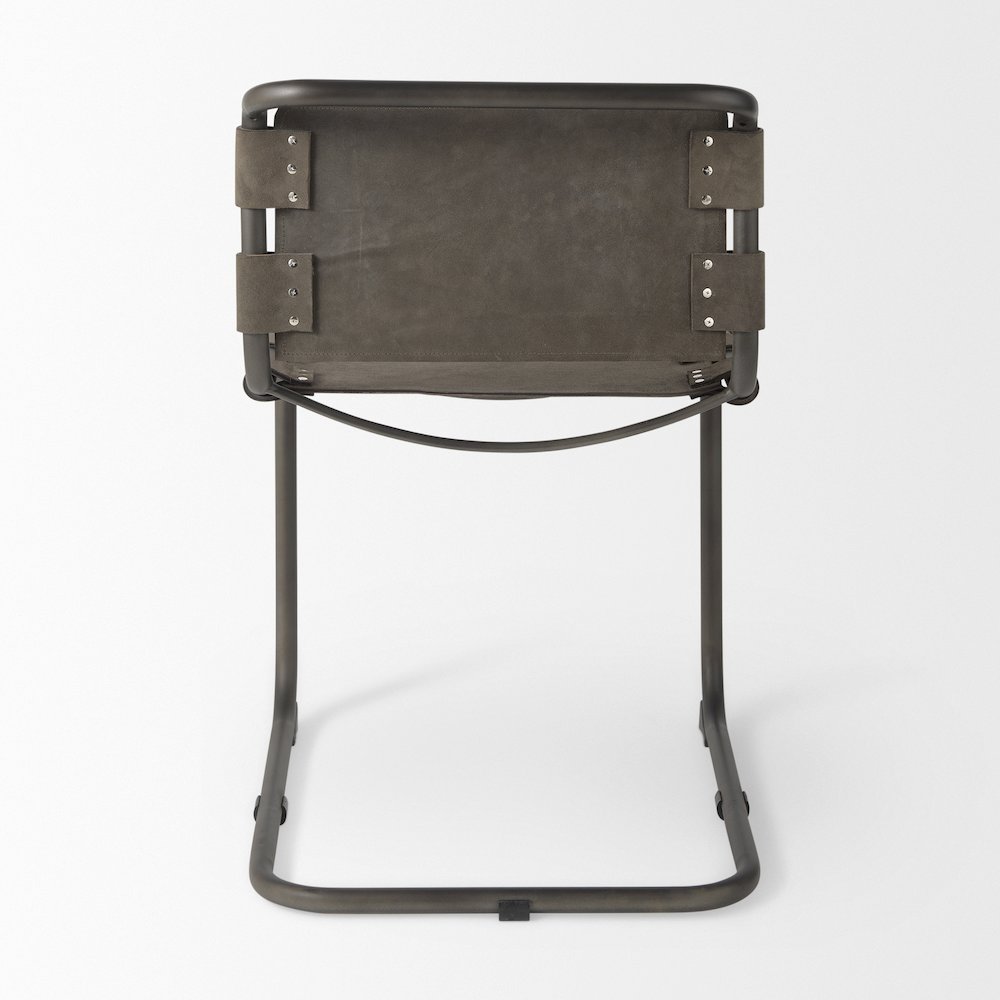 33" Total Height Brown/Gray Suede Iron Frame Dining Chair