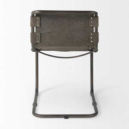 33" Total Height Brown/Gray Suede Iron Frame Dining Chair