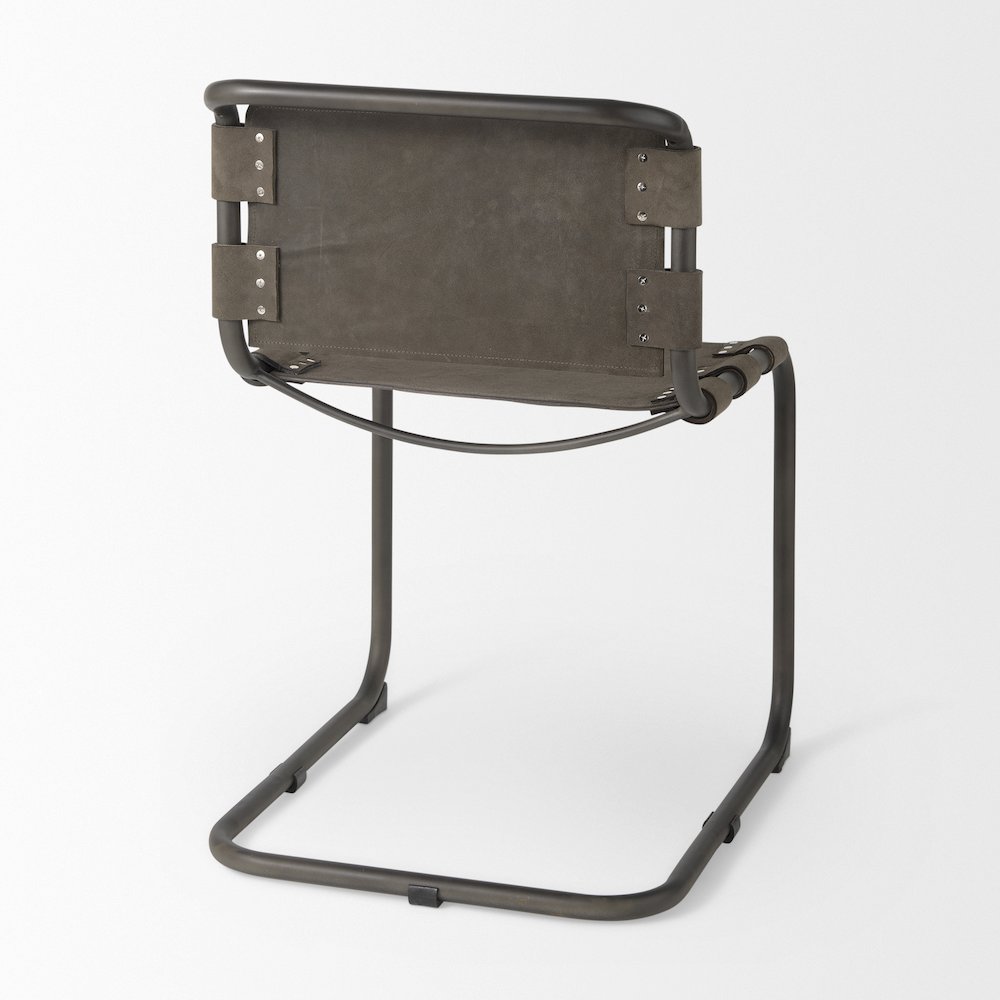 33" Total Height Brown/Gray Suede Iron Frame Dining Chair