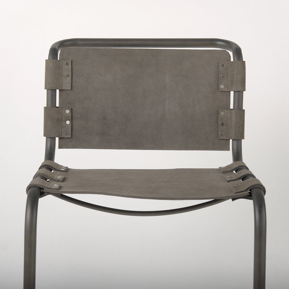 33" Total Height Brown/Gray Suede Iron Frame Dining Chair