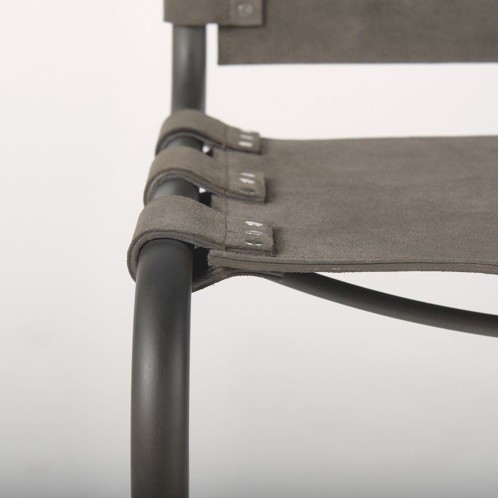 33" Total Height Brown/Gray Suede Iron Frame Dining Chair