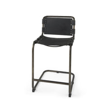 21L X 25W X 38H Black Leather Iron Frame Counter Stool