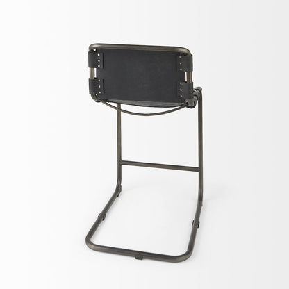 21L X 25W X 38H Black Leather Iron Frame Counter Stool