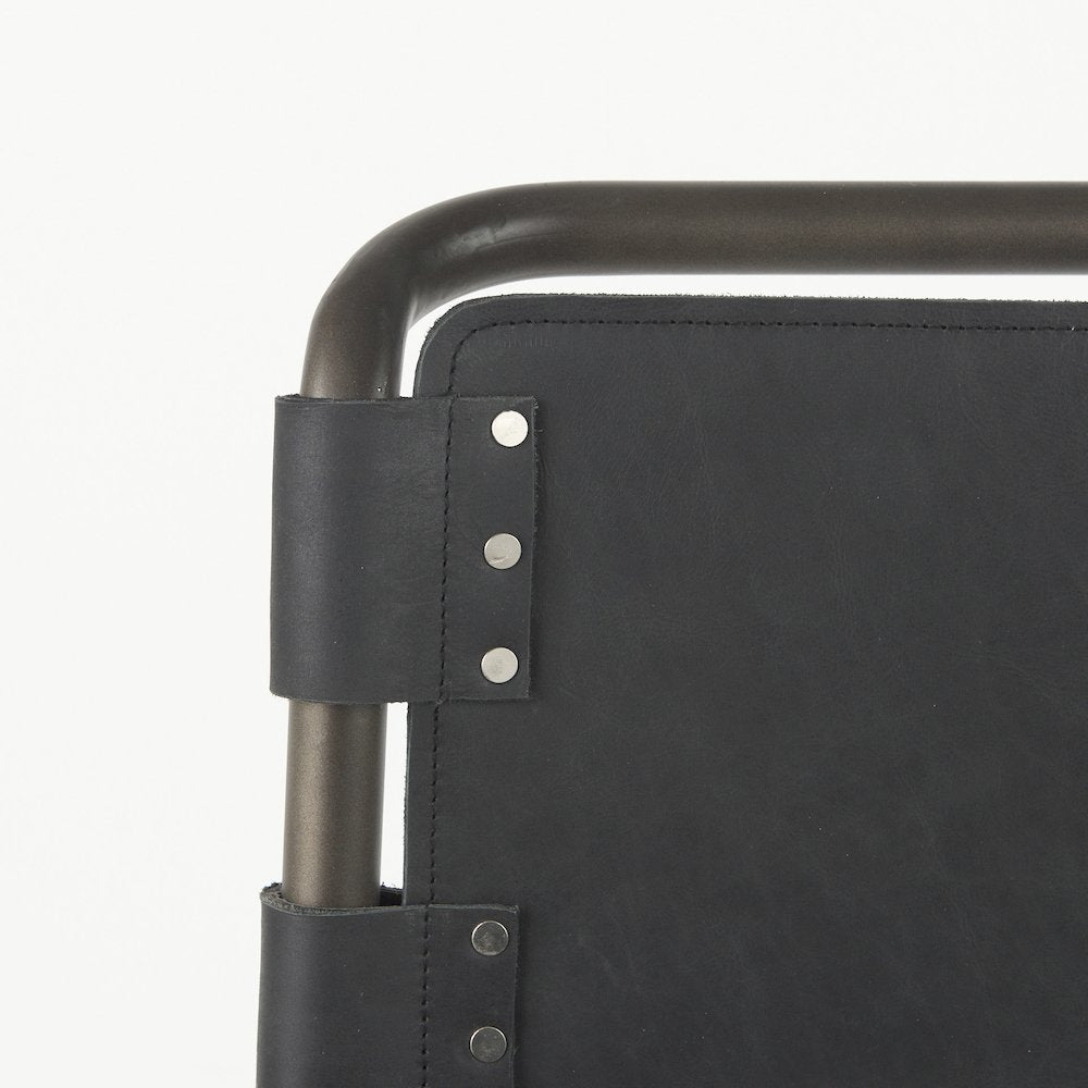 21L X 25W X 38H Black Leather Iron Frame Counter Stool