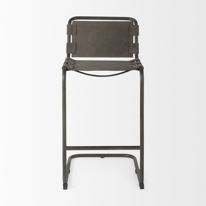 43" Total Height Brown/Gray Suede Iron Frame Bar Stool