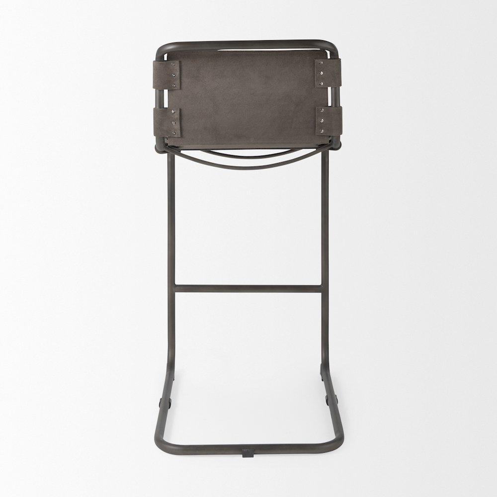 43" Total Height Brown/Gray Suede Iron Frame Bar Stool
