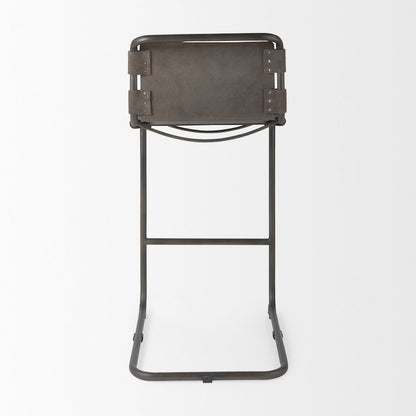 43" Total Height Brown/Gray Suede Iron Frame Bar Stool