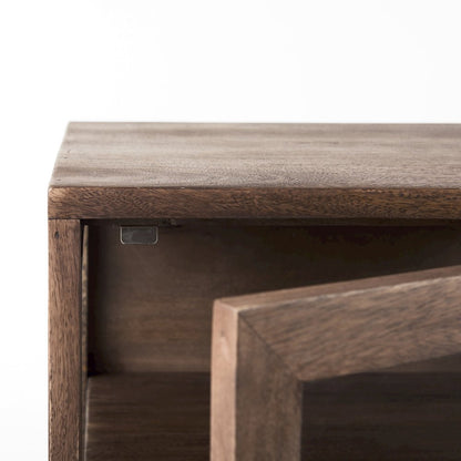 Arelius 20L x 18W x 26H  Medium Brown Wood Black Metal Frame End/Side Table