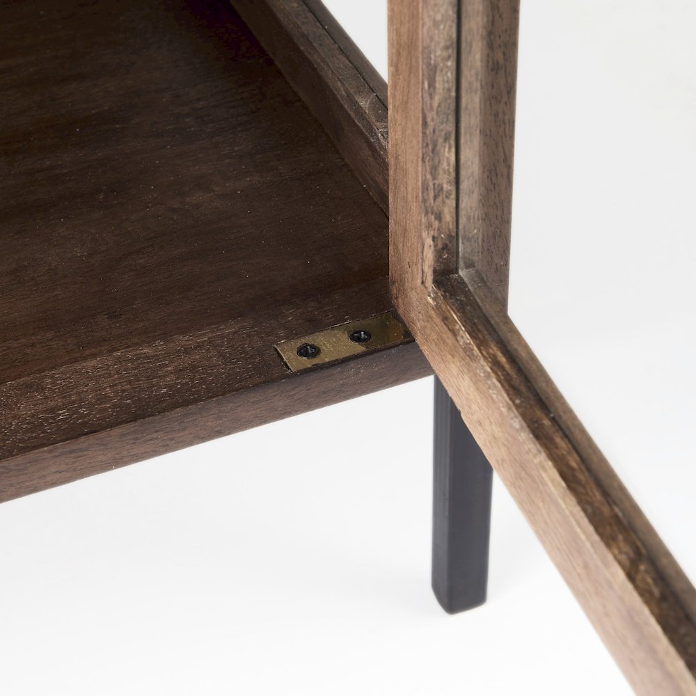 Arelius 20L x 18W x 26H  Medium Brown Wood Black Metal Frame End/Side Table