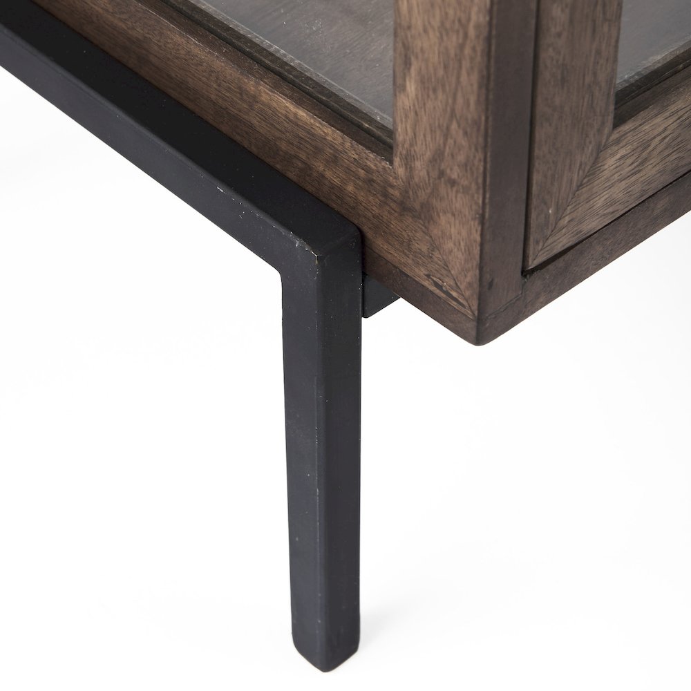 Arelius 20L x 18W x 26H  Medium Brown Wood Black Metal Frame End/Side Table