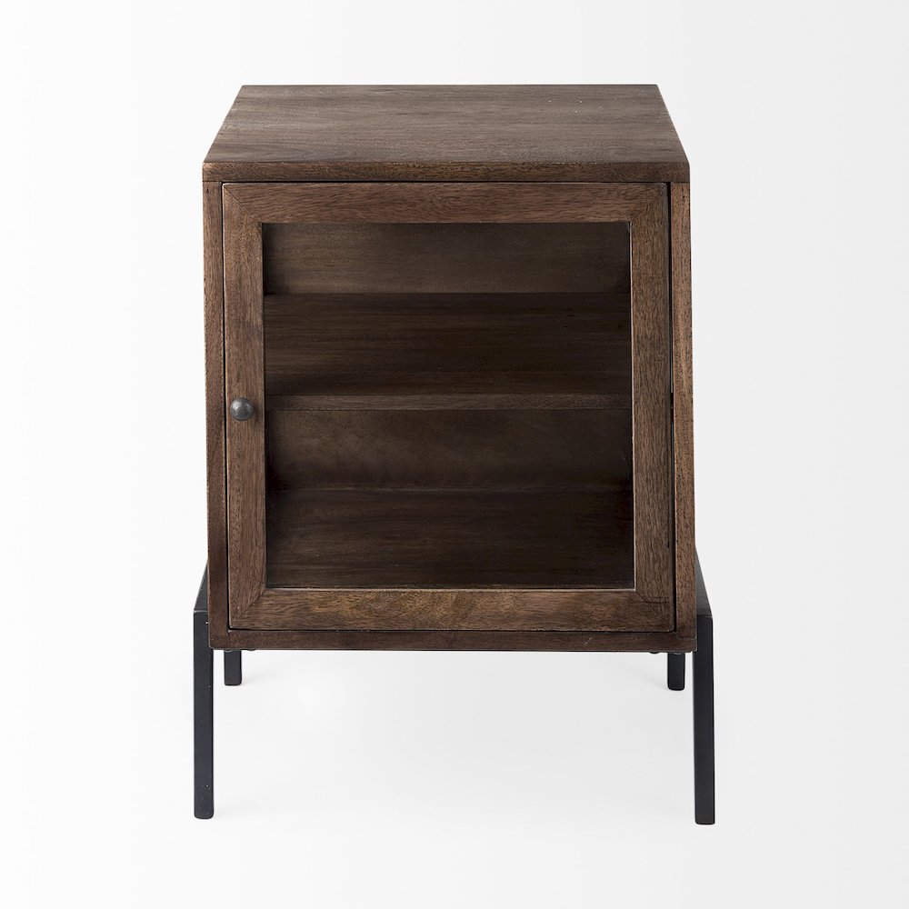 Arelius 20L x 18W x 26H  Medium Brown Wood Black Metal Frame End/Side Table