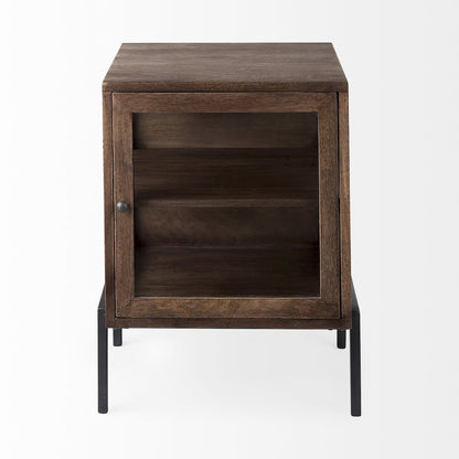 Arelius 20L x 18W x 26H  Medium Brown Wood Black Metal Frame End/Side Table