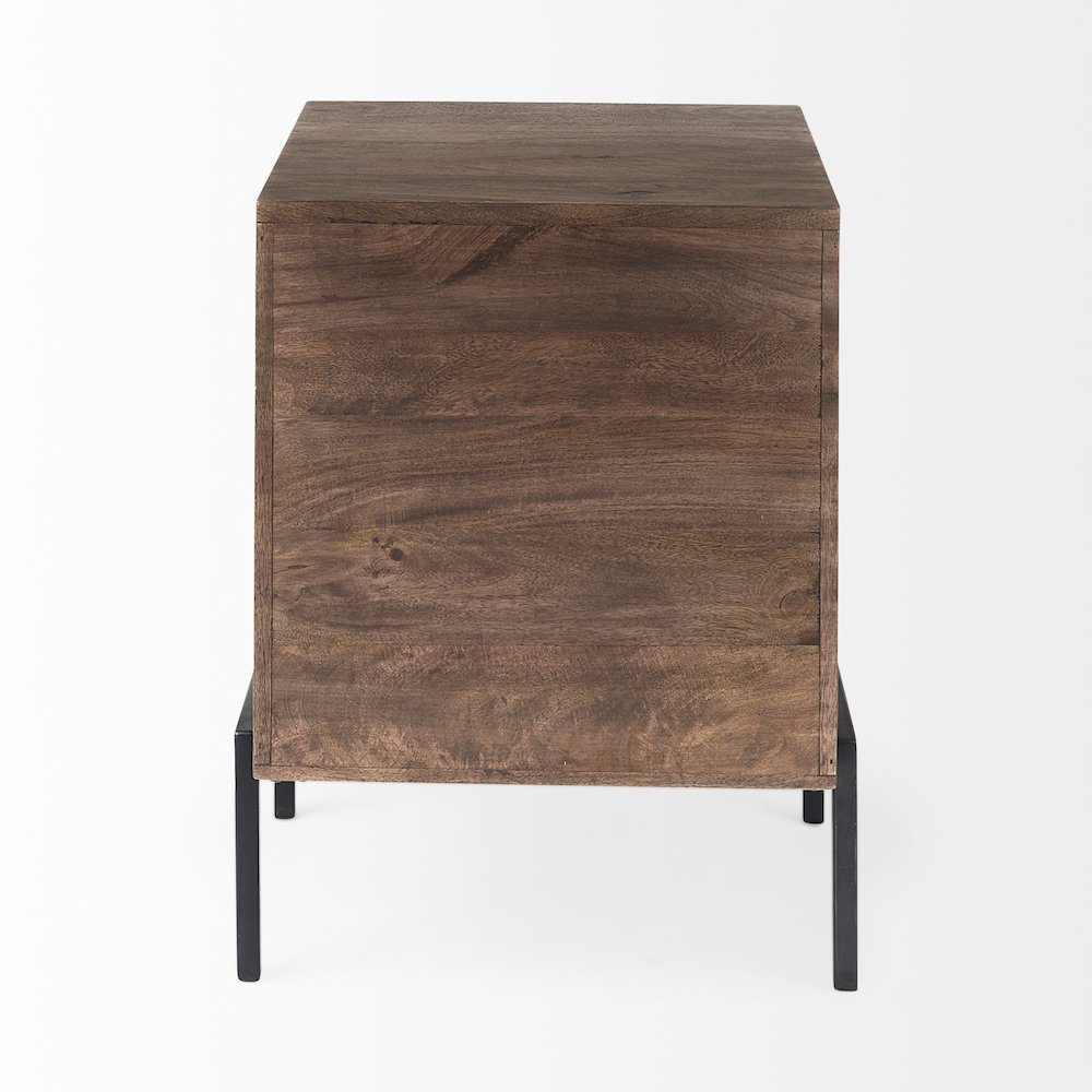 Arelius 20L x 18W x 26H  Medium Brown Wood Black Metal Frame End/Side Table
