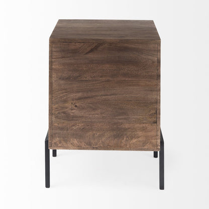 Arelius 20L x 18W x 26H  Medium Brown Wood Black Metal Frame End/Side Table