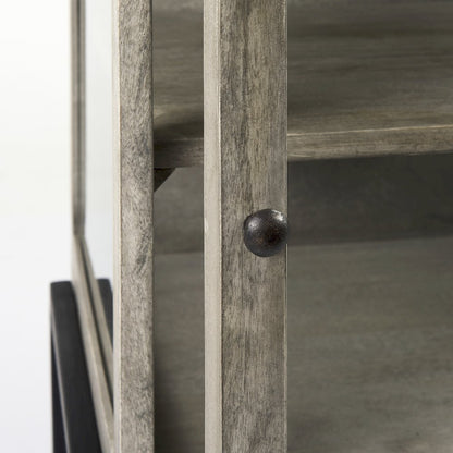 Arelius 20L x 18W x 26H Gray Wood Black Metal Frame End/Side Table