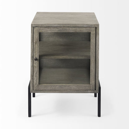 Arelius 20L x 18W x 26H Gray Wood Black Metal Frame End/Side Table