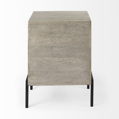 Arelius 20L x 18W x 26H Gray Wood Black Metal Frame End/Side Table
