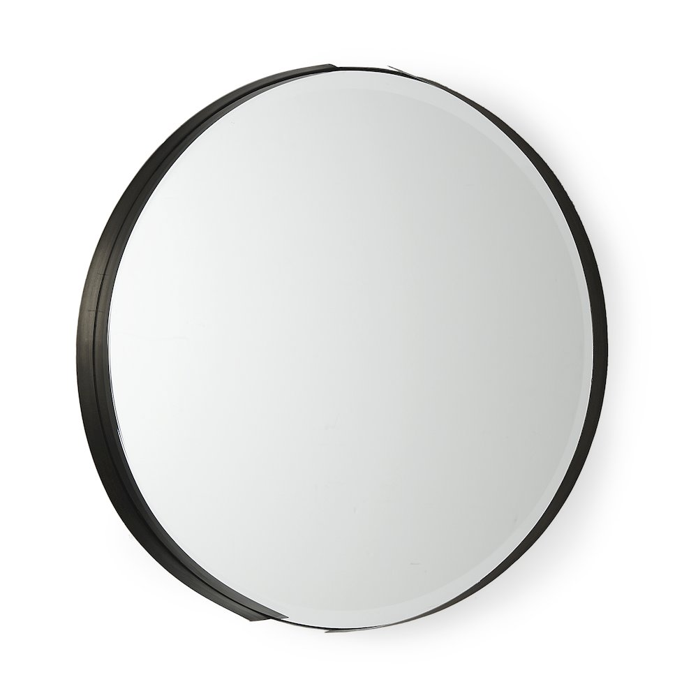 Adrianna 24.4" Black Metal Round Mirror