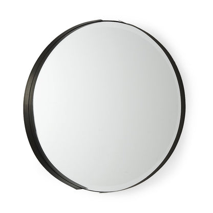 Adrianna 24.4" Black Metal Round Mirror
