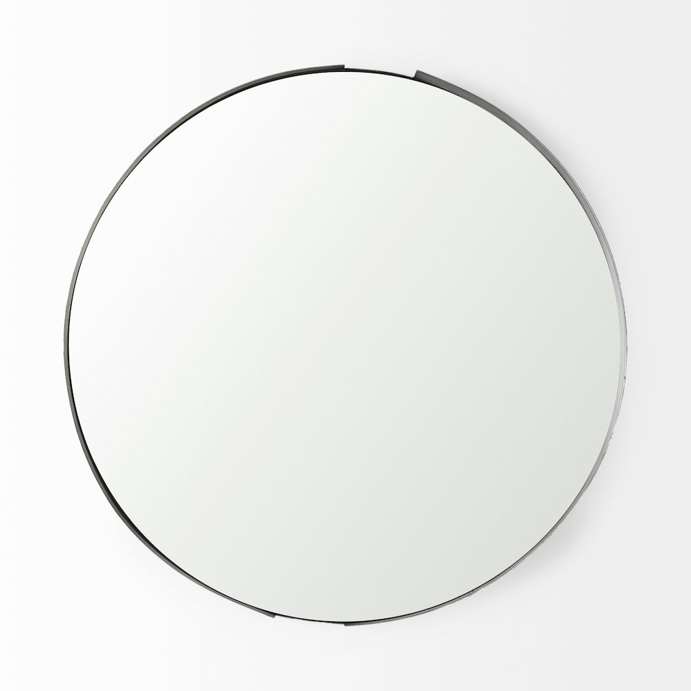 Adrianna 24.4" Black Metal Round Mirror
