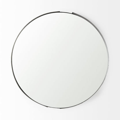 Adrianna 24.4" Black Metal Round Mirror