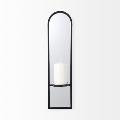 Evianna 7L x 7W x 25H MirroredBlack Metal Frame Wall Candle Holder