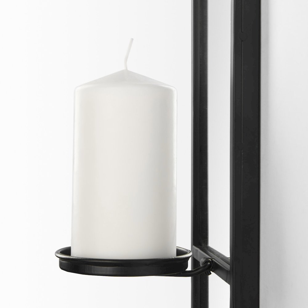 Evianna 7L x 7W x 25H MirroredBlack Metal Frame Wall Candle Holder