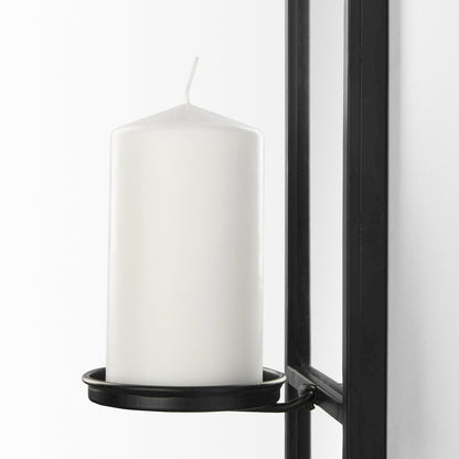 Evianna 7L x 7W x 25H MirroredBlack Metal Frame Wall Candle Holder