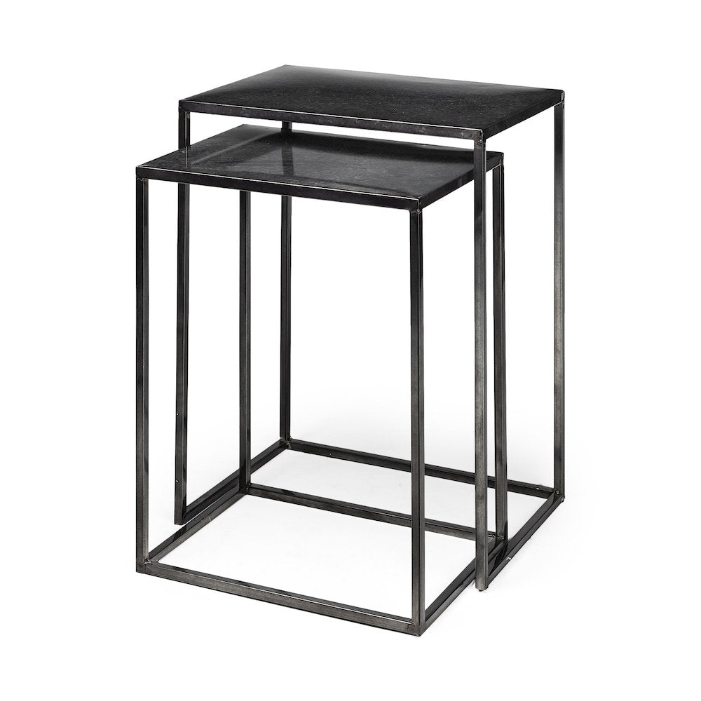 (Set Of 2) Galvanized Metal Nesting Accent Tables
