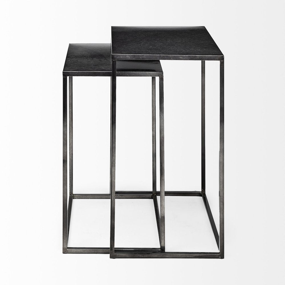 (Set Of 2) Galvanized Metal Nesting Accent Tables