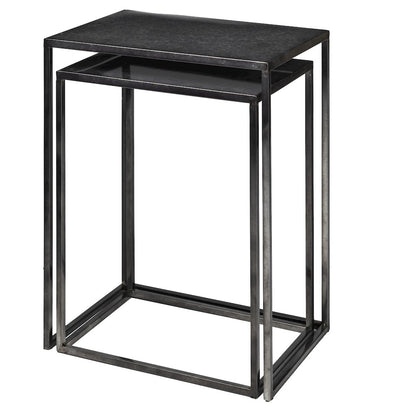 (Set Of 2) Galvanized Metal Nesting Accent Tables