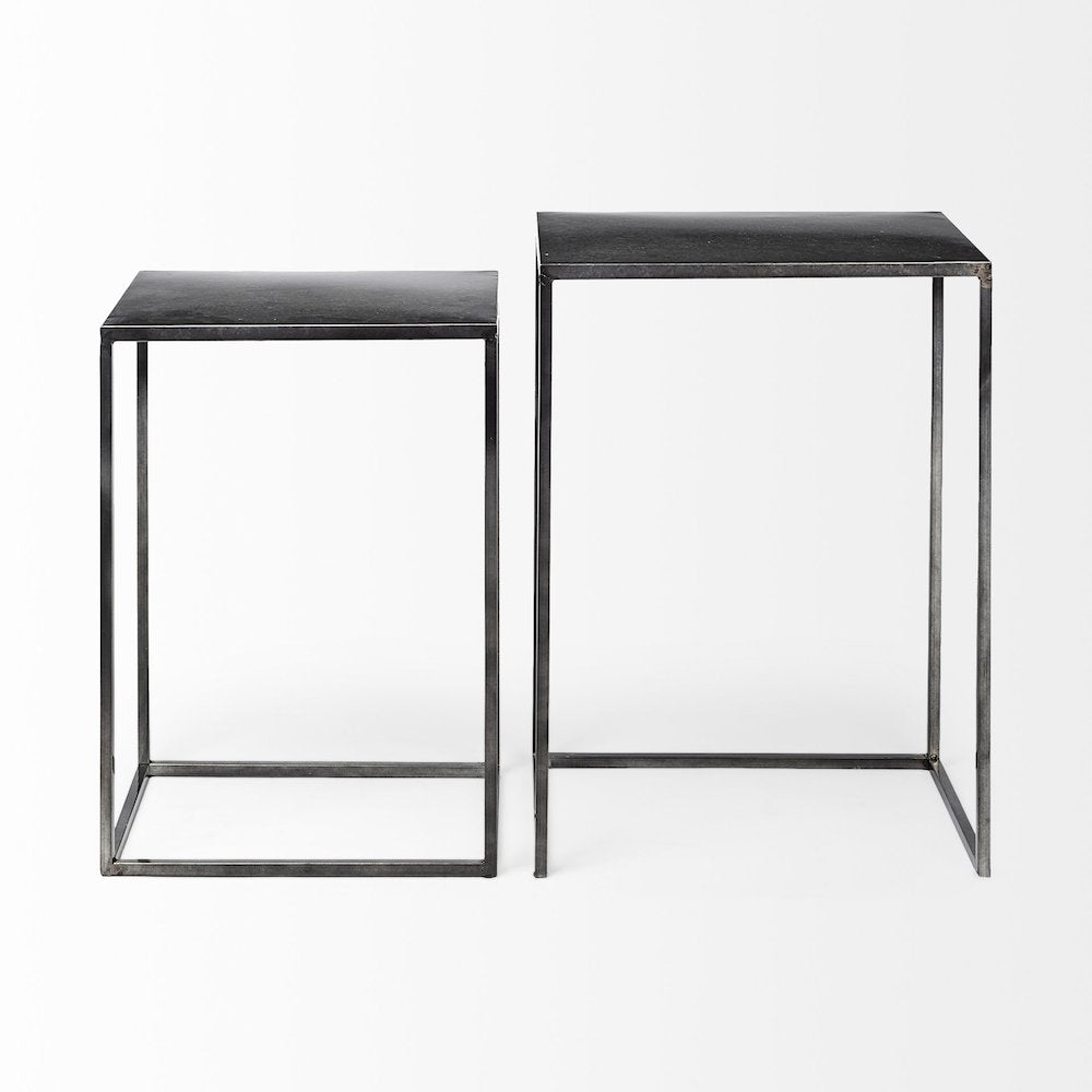 (Set Of 2) Galvanized Metal Nesting Accent Tables