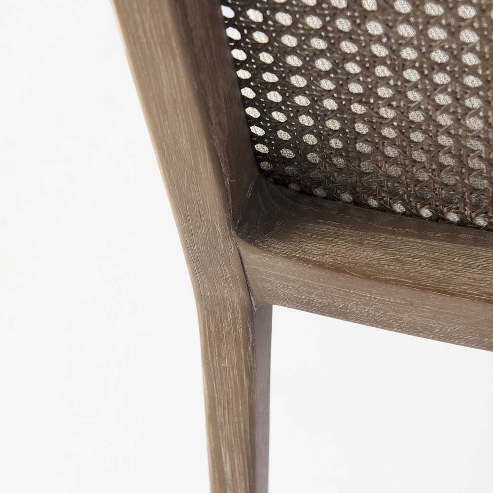 Light Brown Wood Cream Fabric Seat And Cane Back Armless Dining Chair