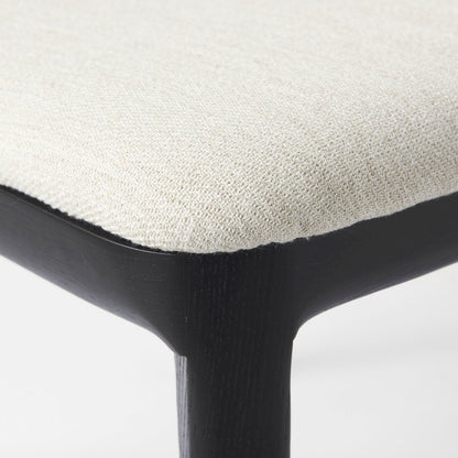 Black Wood Cream Fabric Seat And Cane Back Armless Dining Chair